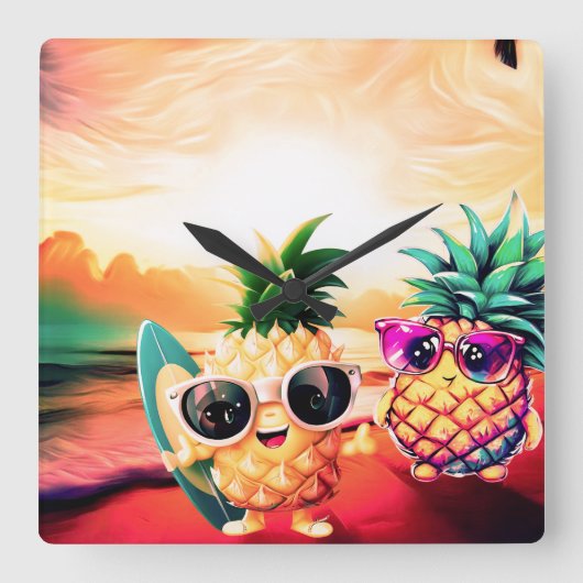 TROPICAL LOVE AT DAWN VIERKANTE KLOK (Voorkant)