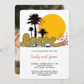 Tropical Love Palm Trees Engagement Party Uitnodig Kaart (Voorkant / Achterkant)