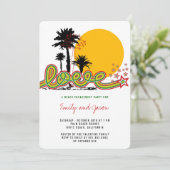 Tropical Love Palm Trees Engagement Party Uitnodig Kaart (Staand voorkant)