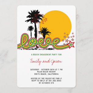 Tropical Love Palm Trees Engagement Party Uitnodig Kaart