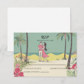 Tropical Love Story Zomer Bruiloft RSVP Notitiekaartje (Voorkant / Achterkant)