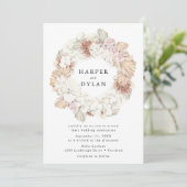 Tropical Love Waterverf Bloemenkrans bruiloft Kaart (Staand voorkant)