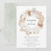 Tropical Love Waterverf Bloemenkrans bruiloft Kaart (Voorkant / Achterkant)