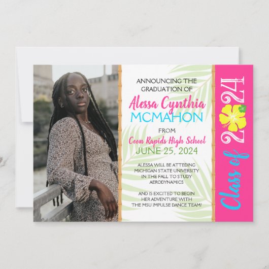 Tropical Luau 3 Foto Afstuderen aankondiging (Voorkant)