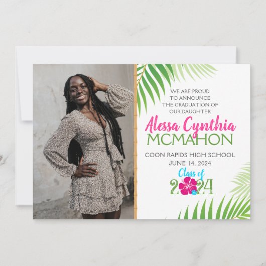 Tropical Luau Afstuderen 2 Foto aankondiging (Voorkant)