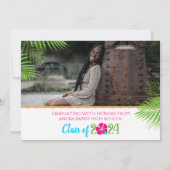 Tropical Luau Afstuderen 2 fotouitnodiging Kaart (Achterkant)