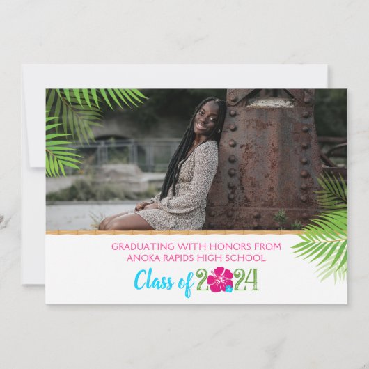 Tropical Luau Afstuderen 2 fotouitnodiging Kaart (Achterkant)