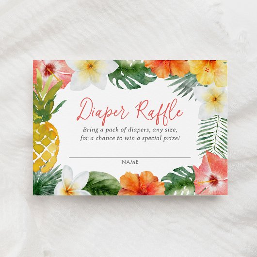 Tropical Luau Baby shower Luier Raffle Ticket Informatiekaartje