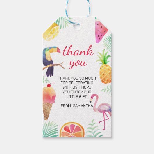 Tropical Luau Birthday Cadeaulabel (Voorkant)