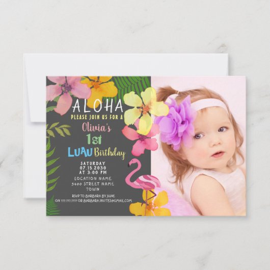 Tropical Luau Birthday Invitation Kaart (Voorkant)