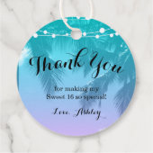 Tropical Luau Blauwgroen roze zoet 16 Dank u Bedankjes Labels (Achterkant)