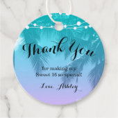 Tropical Luau Blauwgroen roze zoet 16 Dank u Bedankjes Labels (Voorkant)