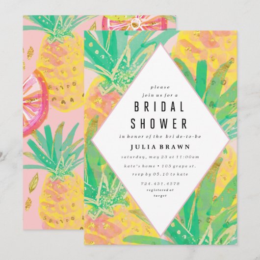 TROPICAL LUAU bridal doudaal uitnodiging (Voorkant / Achterkant)