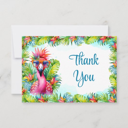 Tropical Luau Flamingo Afstuderen Dank u Bedankkaart (Voorkant)