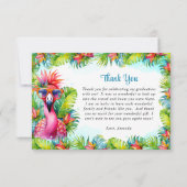 Tropical Luau Flamingo Afstuderen Dank u Bedankkaart (Achterkant)