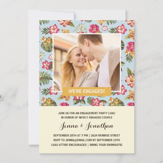 Tropical Luau | Fotoverlovingsfeest Kaart (Voorkant)