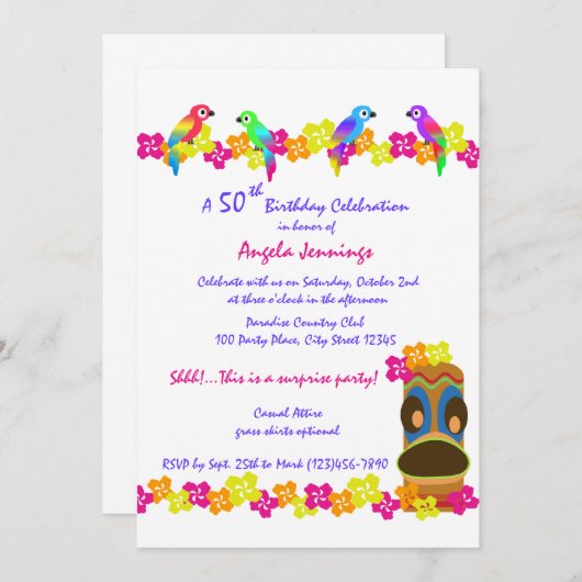 Tropical Luau Kaart (Voorkant / Achterkant)