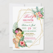 Tropical Luau Pineapple Girl Baby shower Kaart (Voorkant)