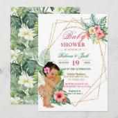 Tropical Luau Pineapple Girl Baby shower Kaart (Voorkant / Achterkant)