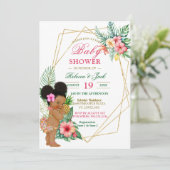 Tropical Luau Pineapple Girl Baby shower Kaart (Staand voorkant)