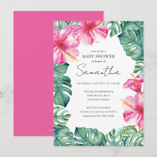 Tropical Luau Theme Baby shower Kaart (Voorkant / Achterkant)