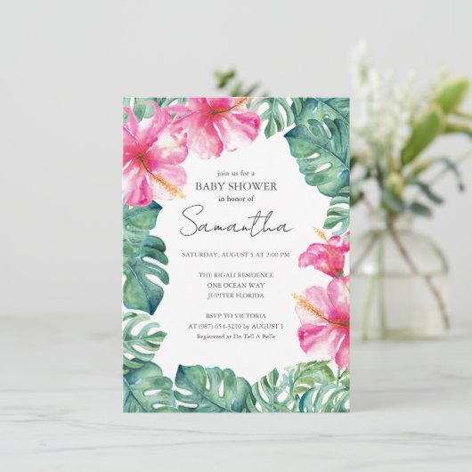 Tropical Luau Theme Baby shower Kaart (Staand voorkant)