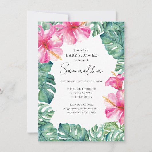 Tropical Luau Theme Baby shower Kaart (Voorkant)