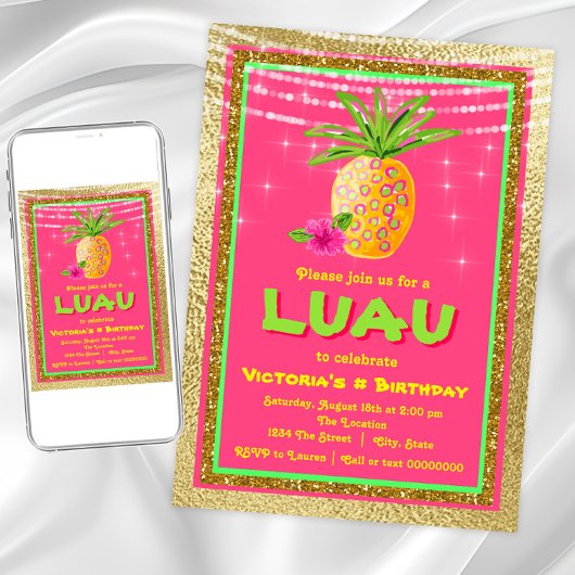 Tropical Luau uitnodiging voor verjaardagsfeestje