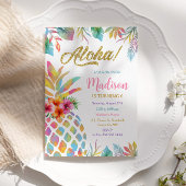 Tropical Luau Waterverf Ananas Verjaardag Kaart