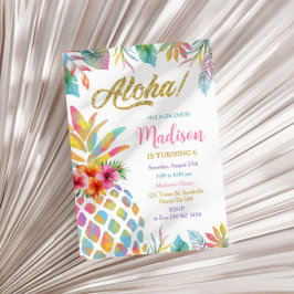 Tropical Luau Waterverf Ananas Verjaardag Kaart