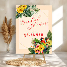 Tropical Macaw Floral Bridal Shower Acryl Bord