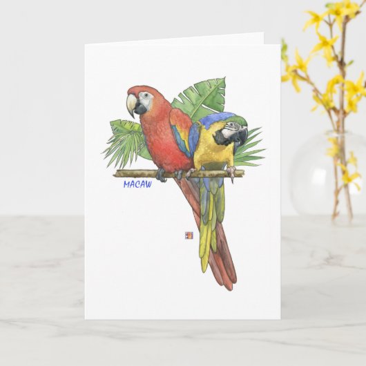 Tropical Macaws Note Kaart (Gele Bloem)