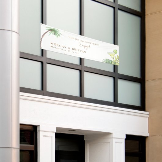 Tropical Margaritas & Tacos Engagement Party Spandoek (Buitenkant Gebouw)