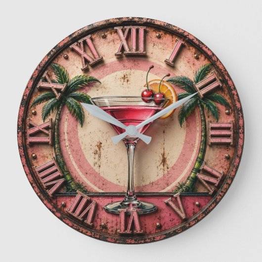 Tropical Martini Pink Cocktail Bar Decor Grote Klok (Voorkant)