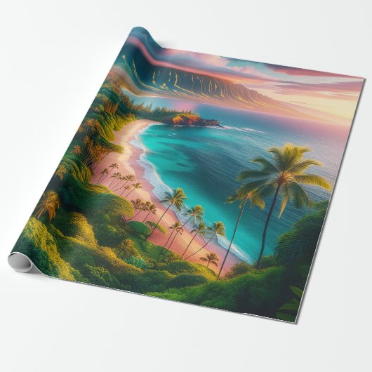 Tropical Maui Island Paradise Cadeaupapier (Uitgerold)