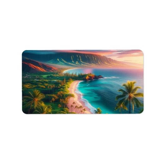 Tropical Maui Island Paradise Etiket (Voorkant)