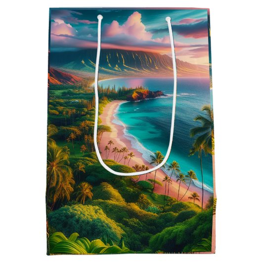 Tropical Maui Island Paradise Medium Cadeauzakje (Achterkant)