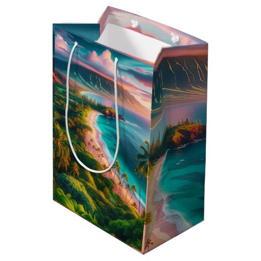 Tropical Maui Island Paradise Medium Cadeauzakje (Achterkant Gekanteld)