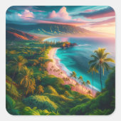 Tropical Maui Island Paradise Vierkante Sticker (Voorkant)
