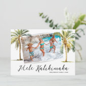 Tropical Mele Kalikimaka kerstfoto Feestdagenkaart (Staand voorkant)
