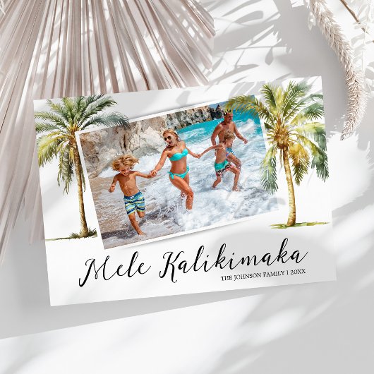 Tropical Mele Kalikimaka kerstfoto Feestdagenkaart