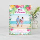 Tropical Mele Kalikimaka kerstfoto Feestdagenkaart (Staand voorkant)