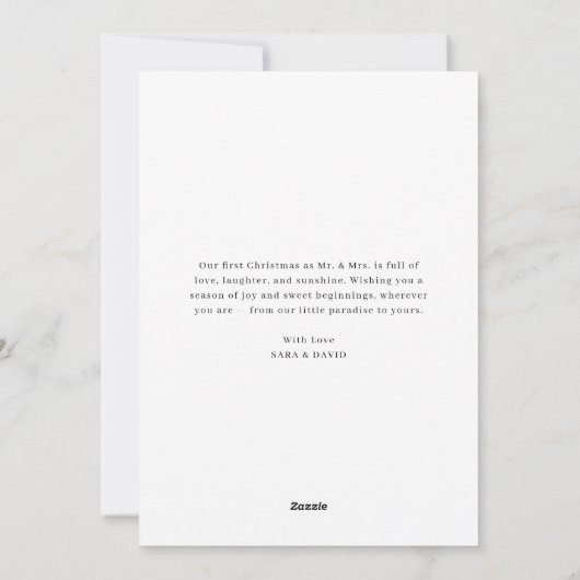  Tropical Mele Kalikimaka Newlywed Beach Photo Feestdagenkaart (Achterkant)