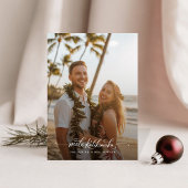  Tropical Mele Kalikimaka Newlywed Beach Photo Feestdagenkaart