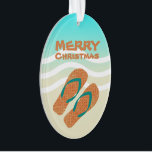 Tropical Merry Christmas Beach Waves Teenslippers Ornament<br><div class="desc">Dit oranje,  blauw,  wit en zandkleurig tropisch kerstornament is een geweldige aanvulling op een tropische vakantieboom.</div>