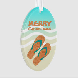 Tropical Merry Christmas Beach Waves Teenslippers Ornament
