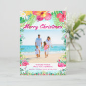 Tropical Merry kerstkastal foto Feestdagenkaart (Staand voorkant)