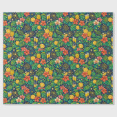 Tropical Midnight Toast Celebration Pattern Cadeaupapier (Vlak)