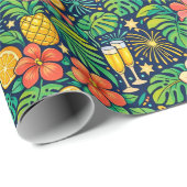 Tropical Midnight Toast Celebration Pattern Cadeaupapier (Rol Hoek)