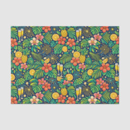 Tropical Midnight Toast Celebration Pattern Tissuepapier